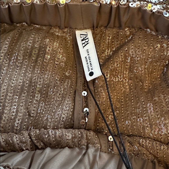 Zara High Rise Gold Sequin Pant 2731/298/808 - Picture 4 of 5